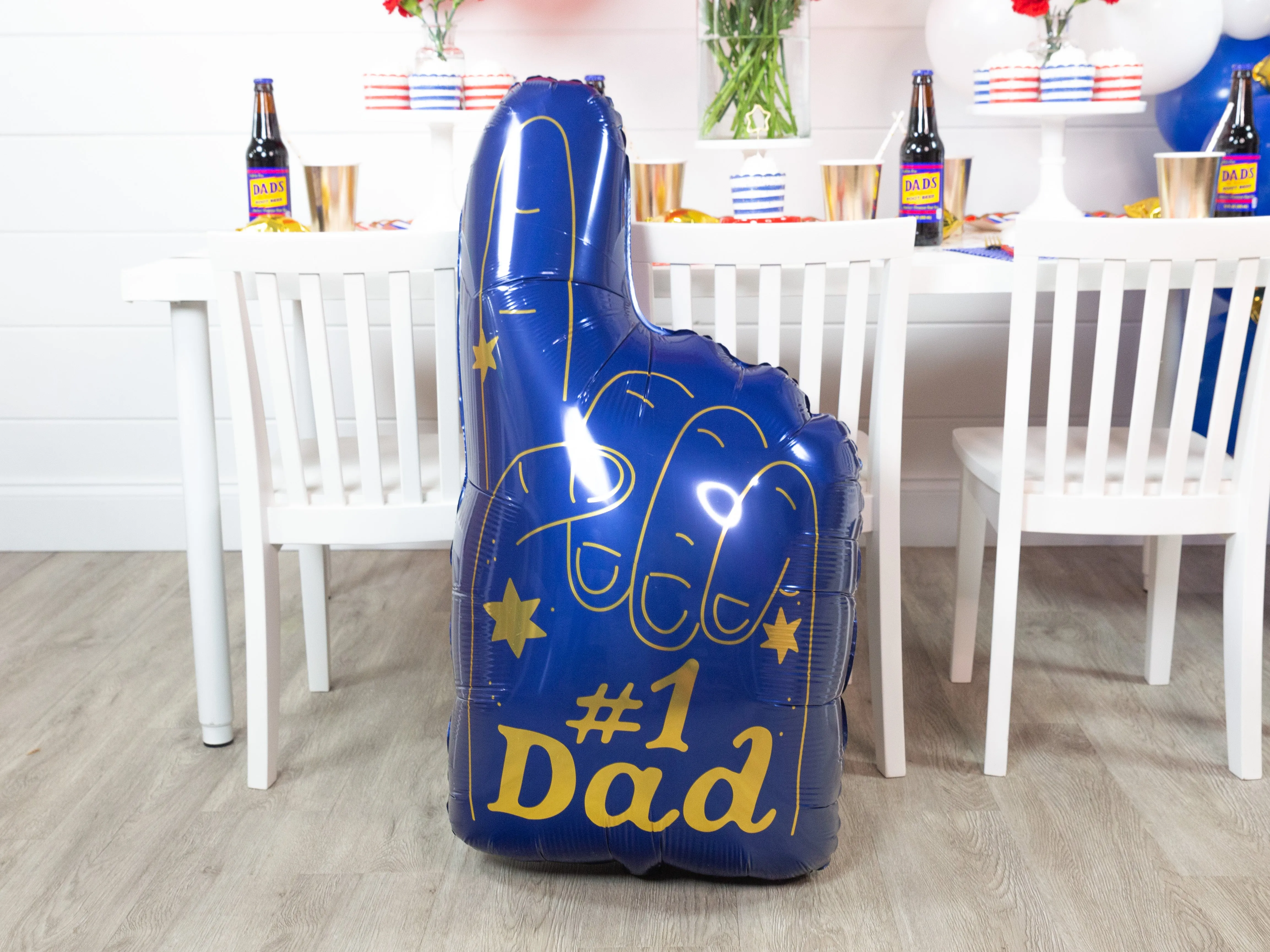 #1 Dad Blue Foam Finger Foil Balloon 34in