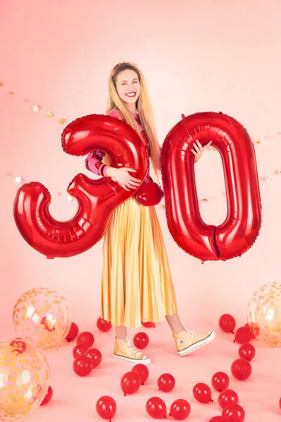 34 Red Number Balloon 0-9