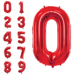 34 Red Number Balloon 0-9