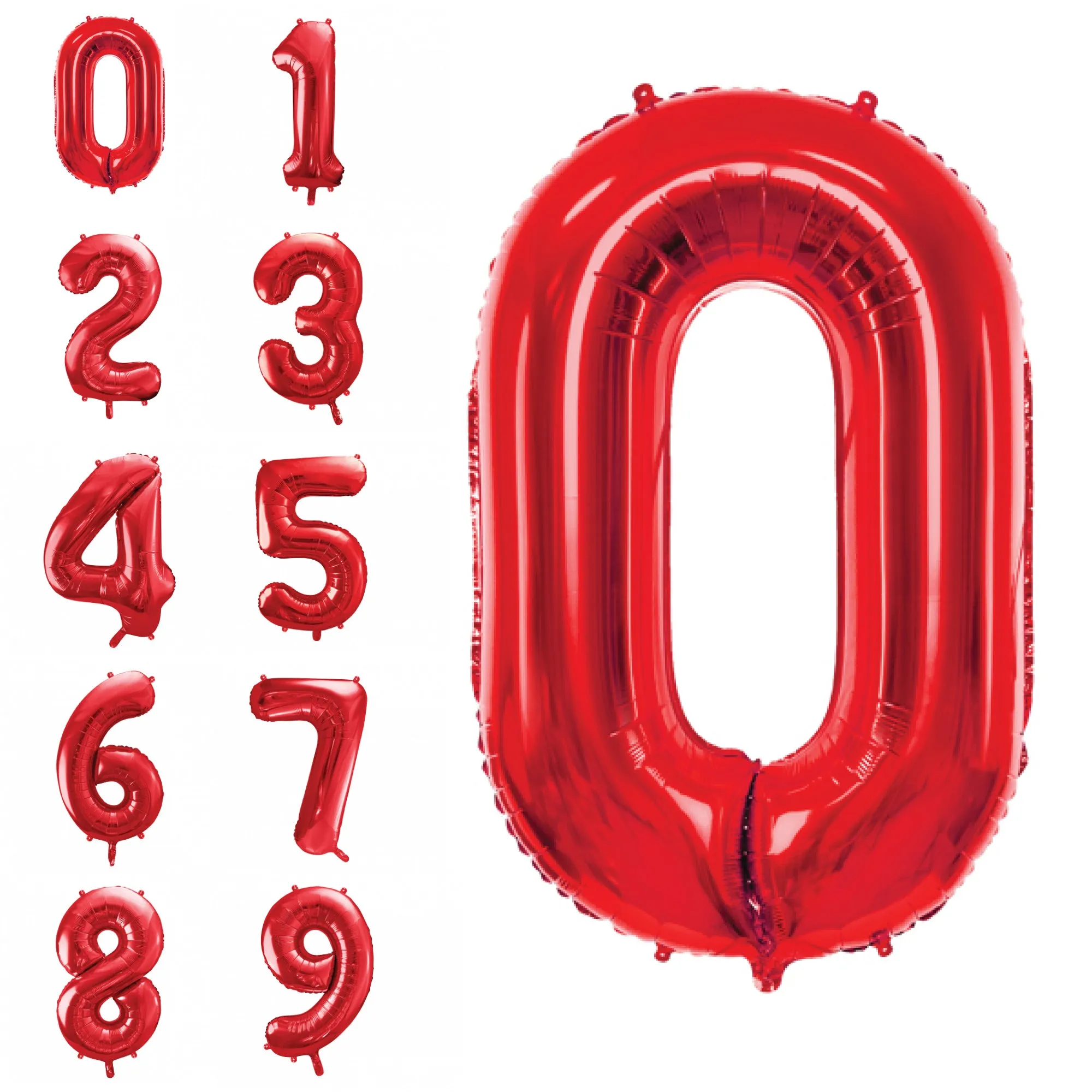 34 Red Number Balloon 0-9