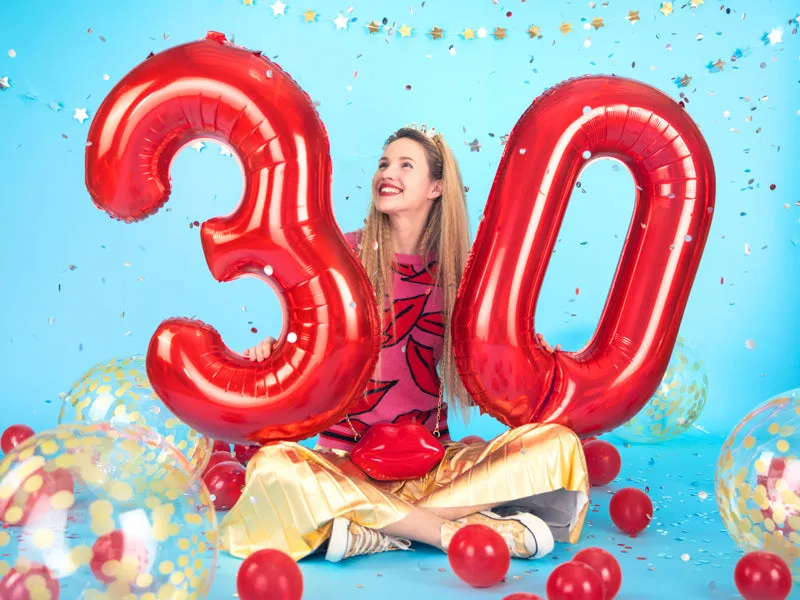 34 Red Number Balloon 0-9