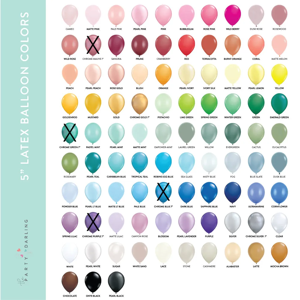 5 Small Latex Balloons Pack of 12 - Choose Your Color