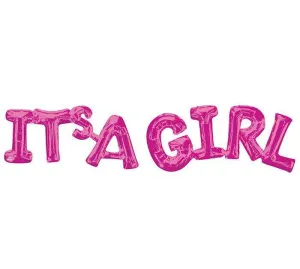 Air-Filled Pink It's A Girl Letter Balloon Banner 42