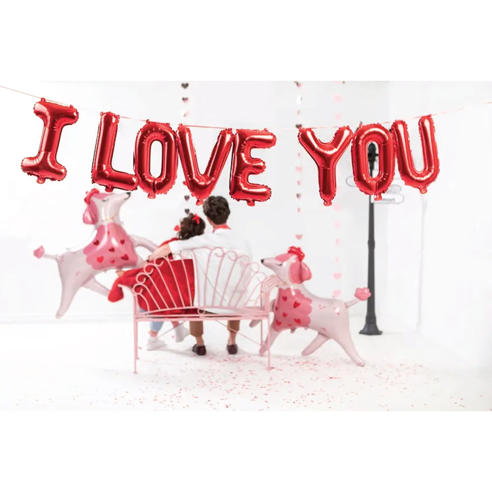 Air-Filled Red I Love You Letter Balloon Banner 7ft