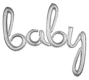 Air-Filled Silver Baby Script Letter Balloon 39