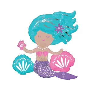 Air-Filled Sitting Shimmer Mermaid Balloon 18