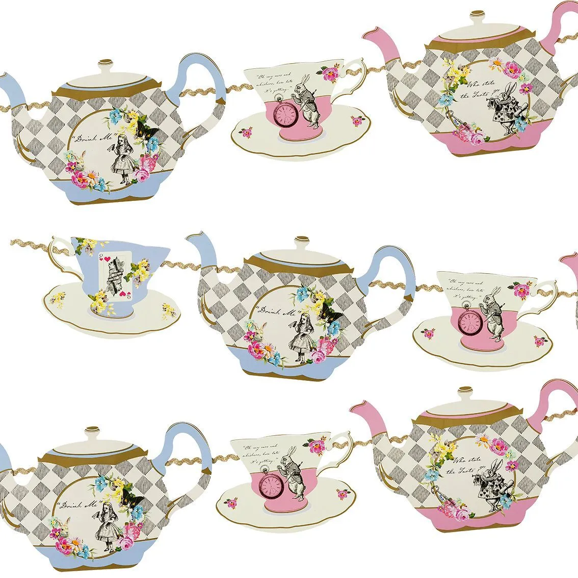 Alice in Wonderland Teapot Garland 13ft