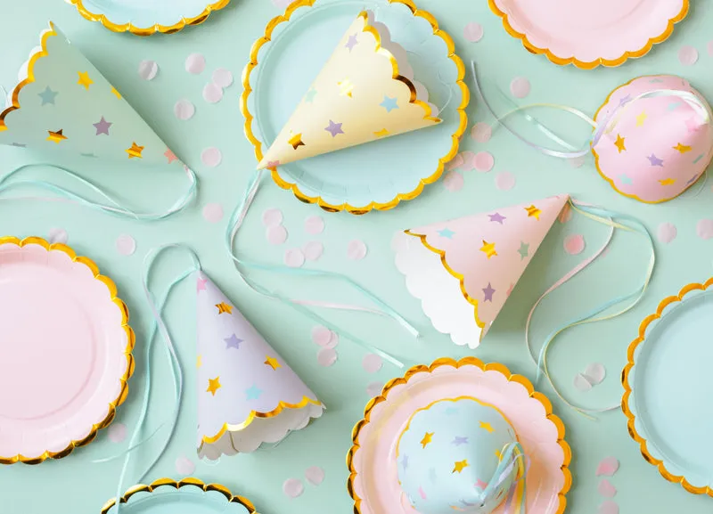 Assorted Pastel Star Party Hats 6ct
