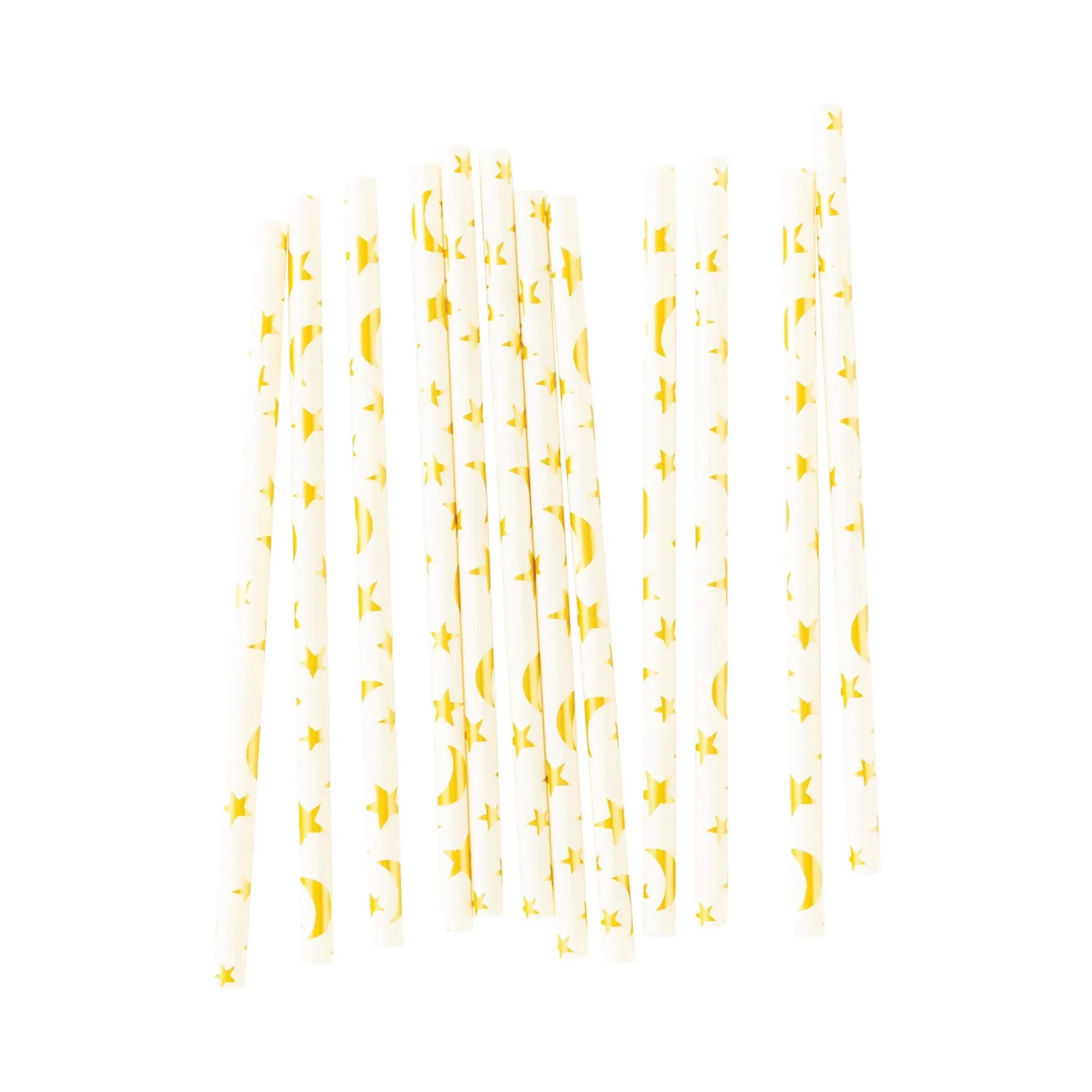 Baby Gold Moon & Star Plastic Straws 12ct