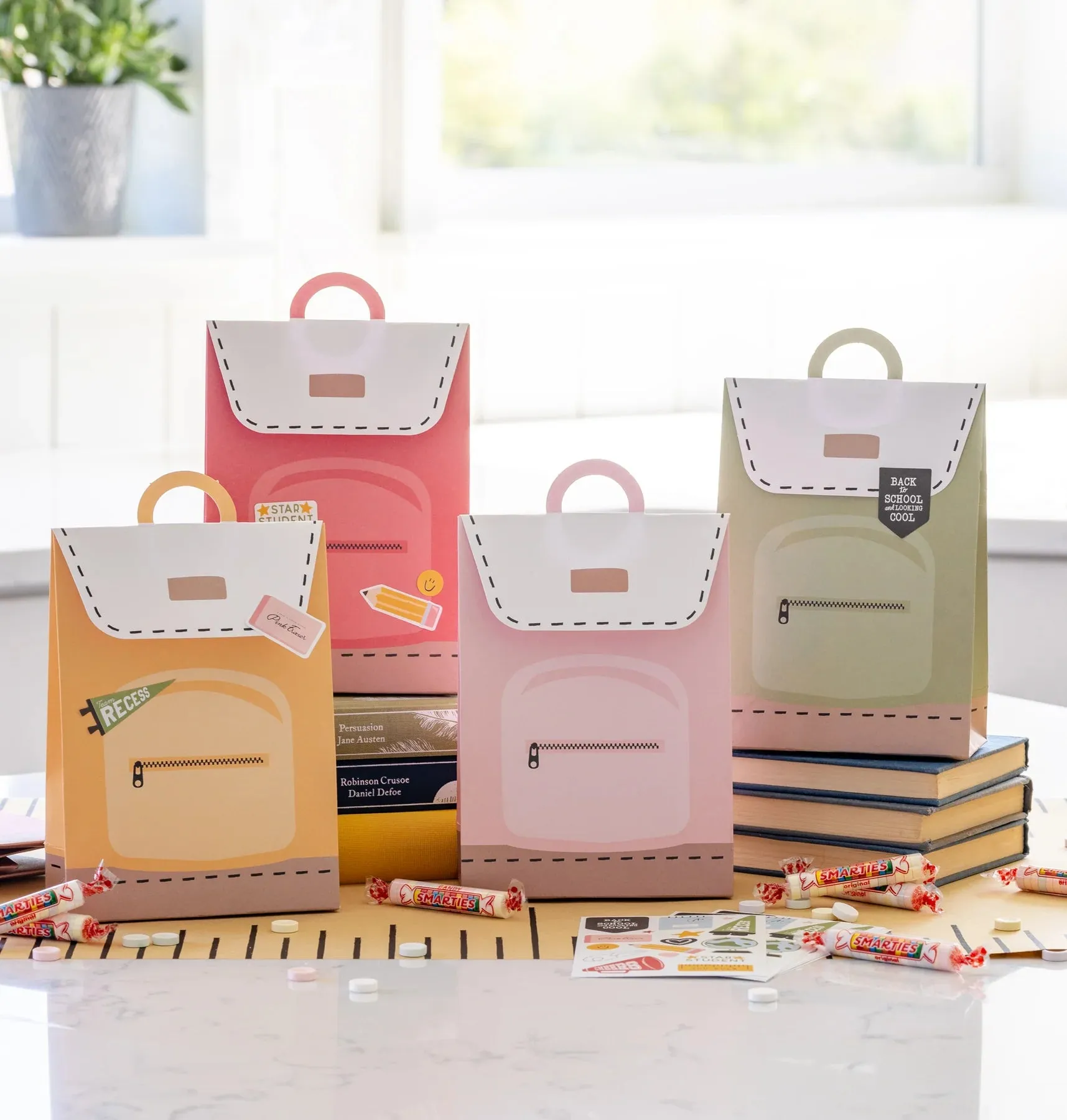 Back to School Backpack Favor Bags & Sticker Sheets 8ct