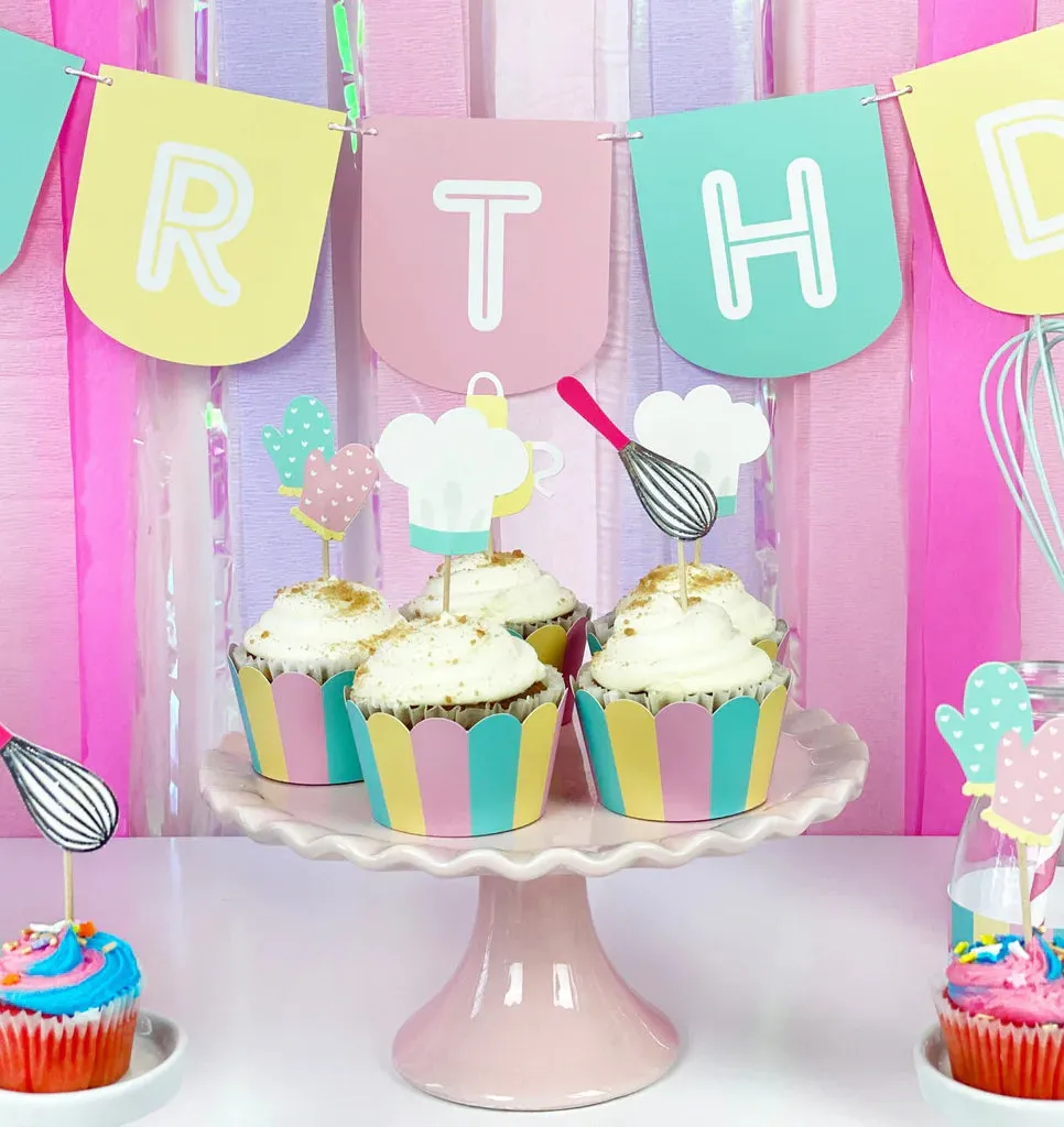 Baking Party Cupcake Toppers & Wrappers 12ct