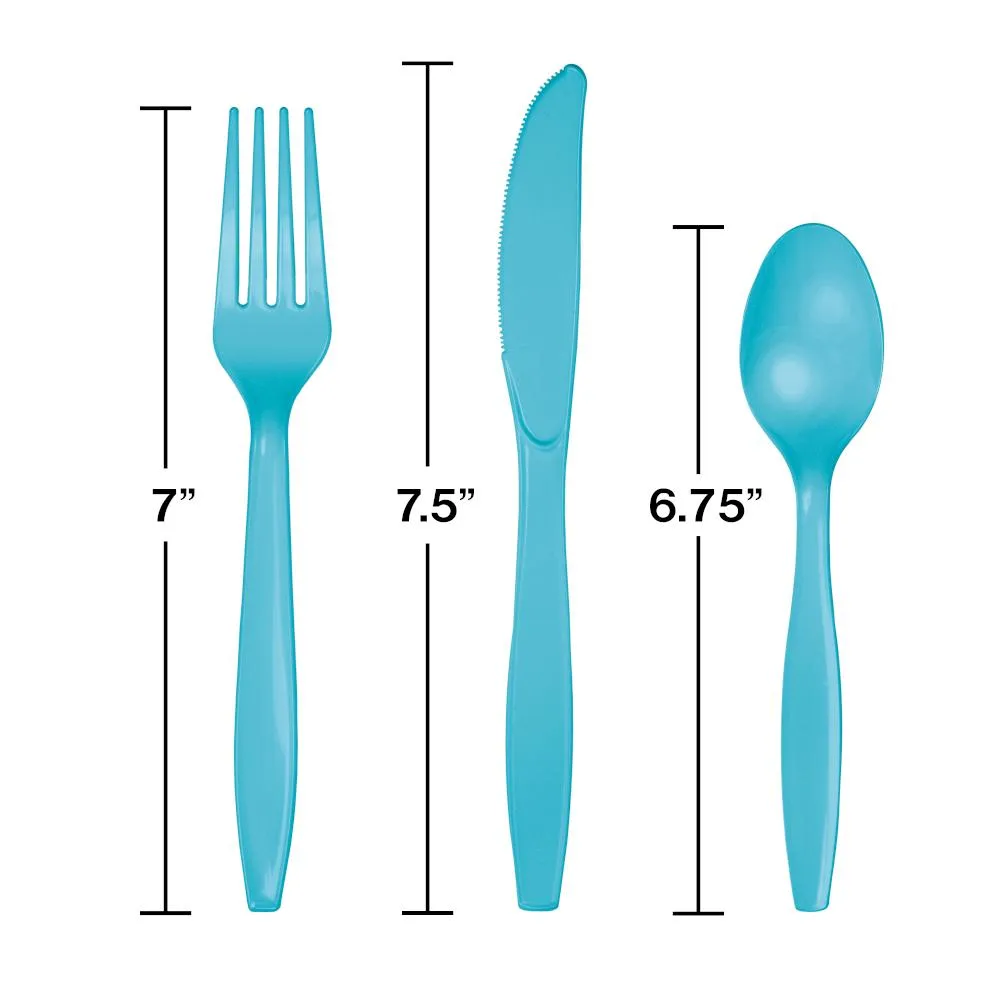 Bermuda Blue Plastic Cutlery Set for 8