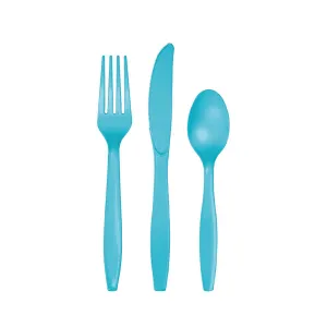 Bermuda Blue Plastic Cutlery Set for 8