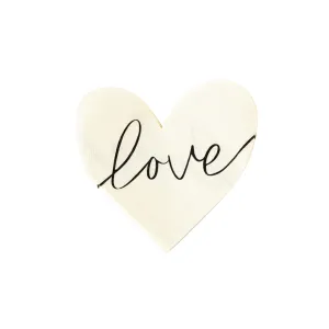 Black & Cream Love Heart Dessert Napkins 24ct