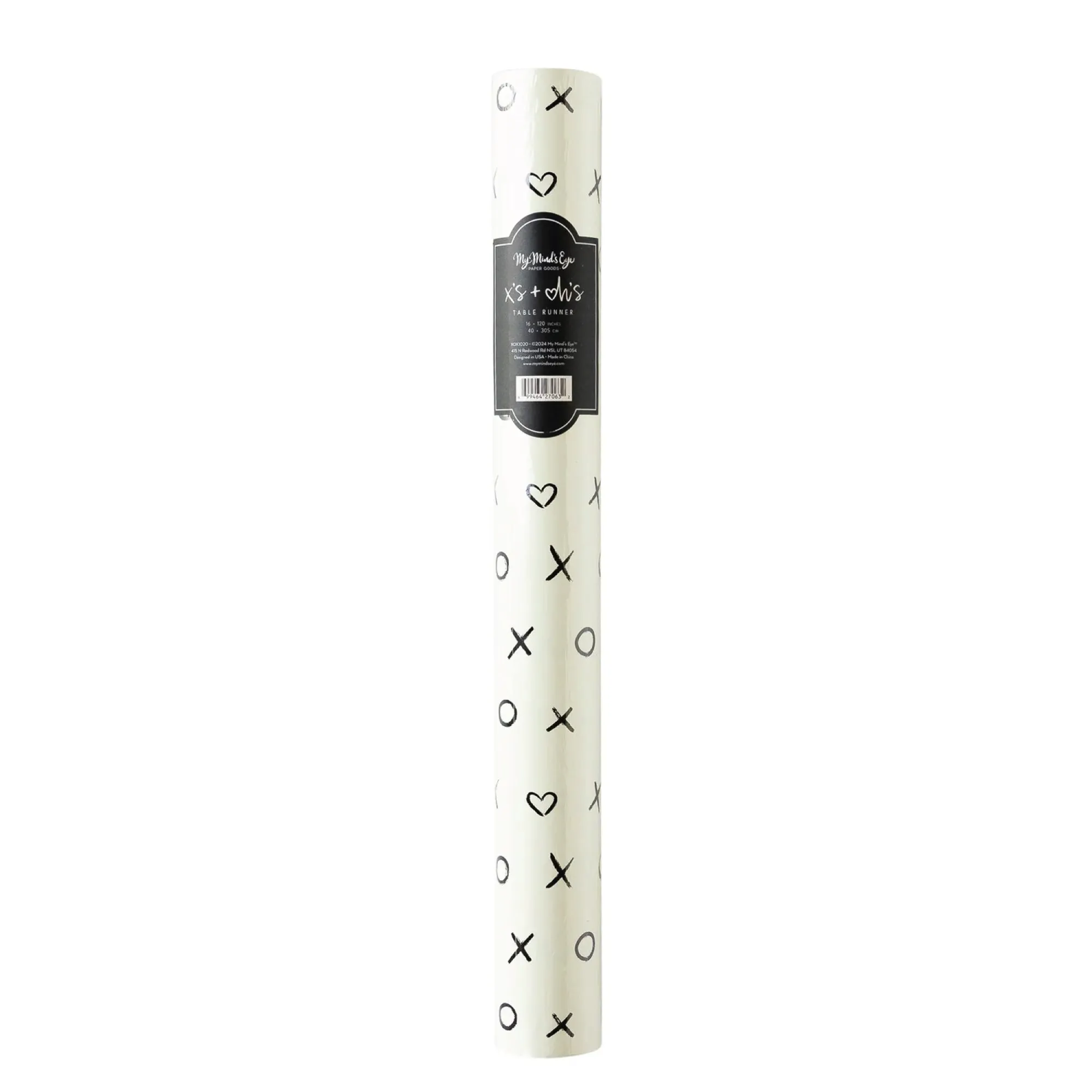 Black & Cream XOXO Paper Table Runner 10ft