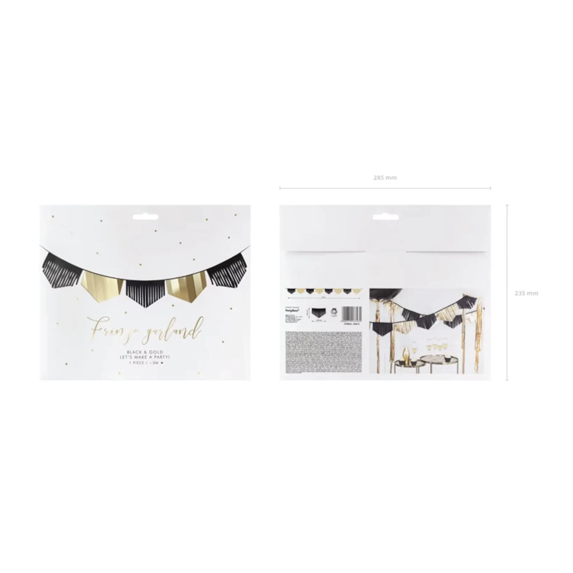 Black & Gold Fringe Garland 9.8ft
