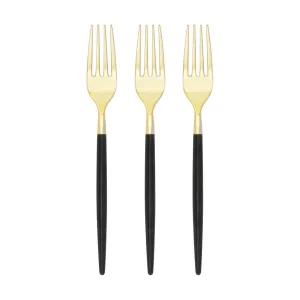 Black & Gold Plastic Forks 32ct