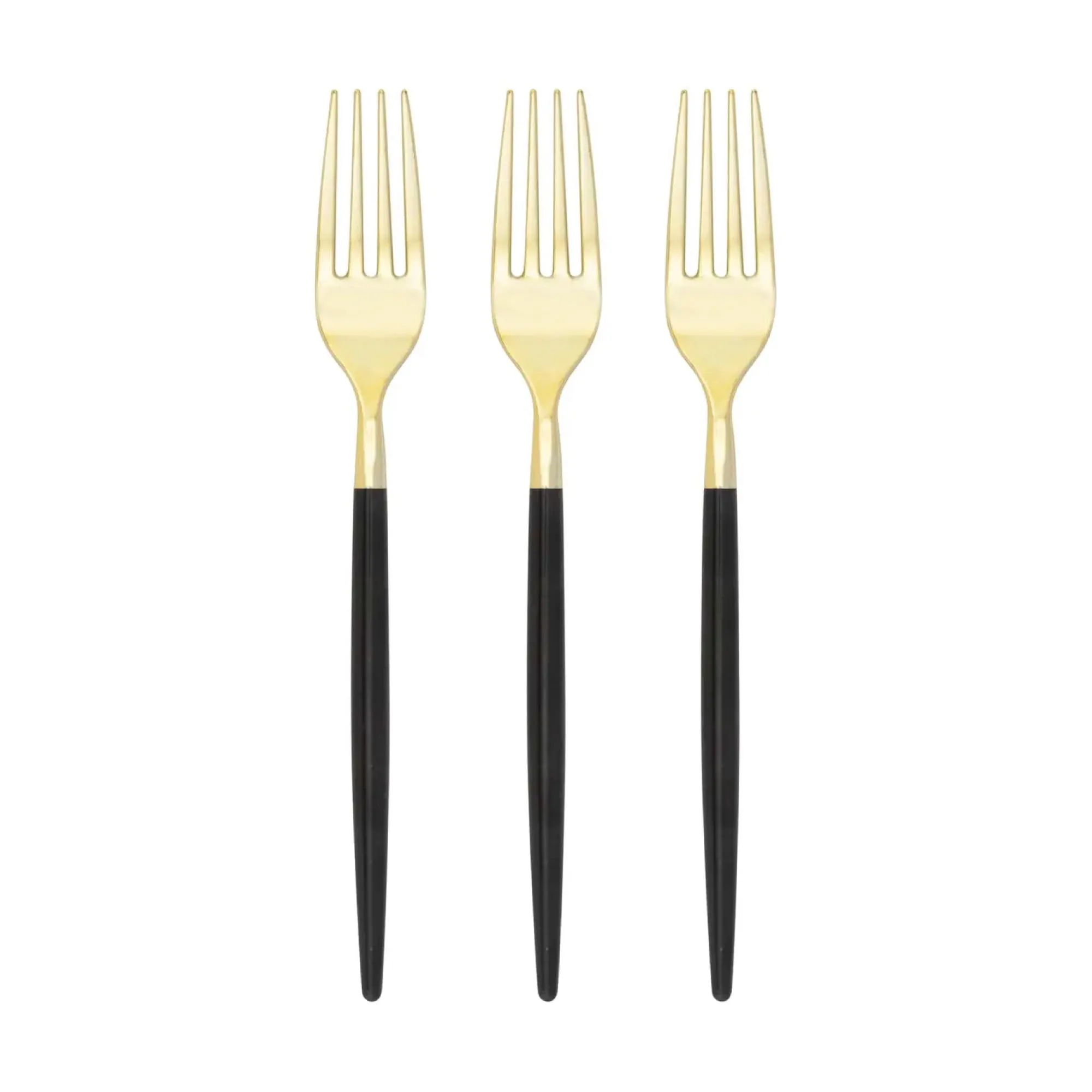Black & Gold Plastic Forks 32ct
