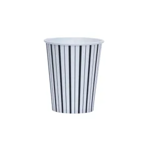 Black & White Fine Stripes Paper Cups 8ct