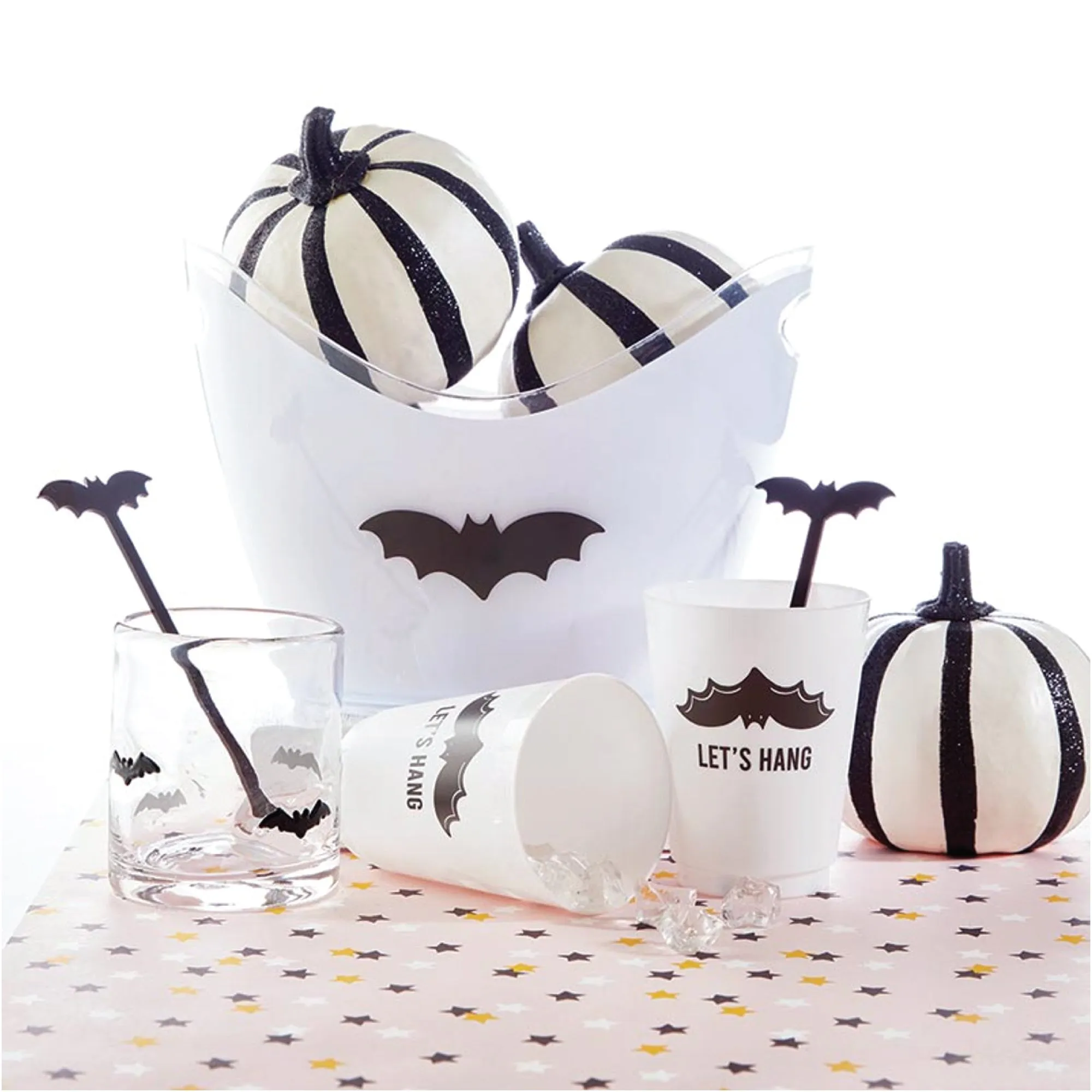 Black Bat Acrylic Drink Stirrers 4ct