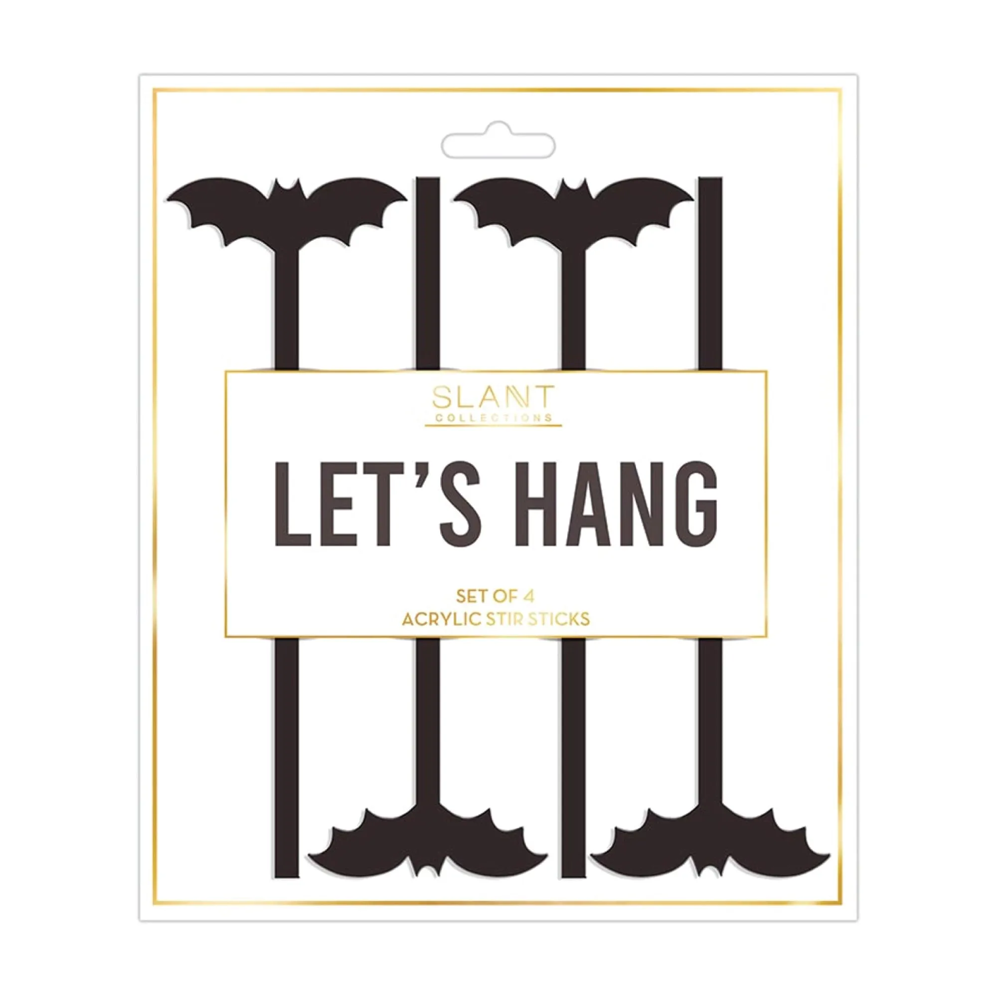 Black Bat Acrylic Drink Stirrers 4ct