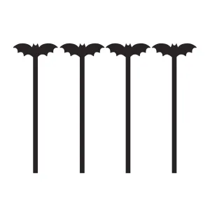 Black Bat Acrylic Drink Stirrers 4ct