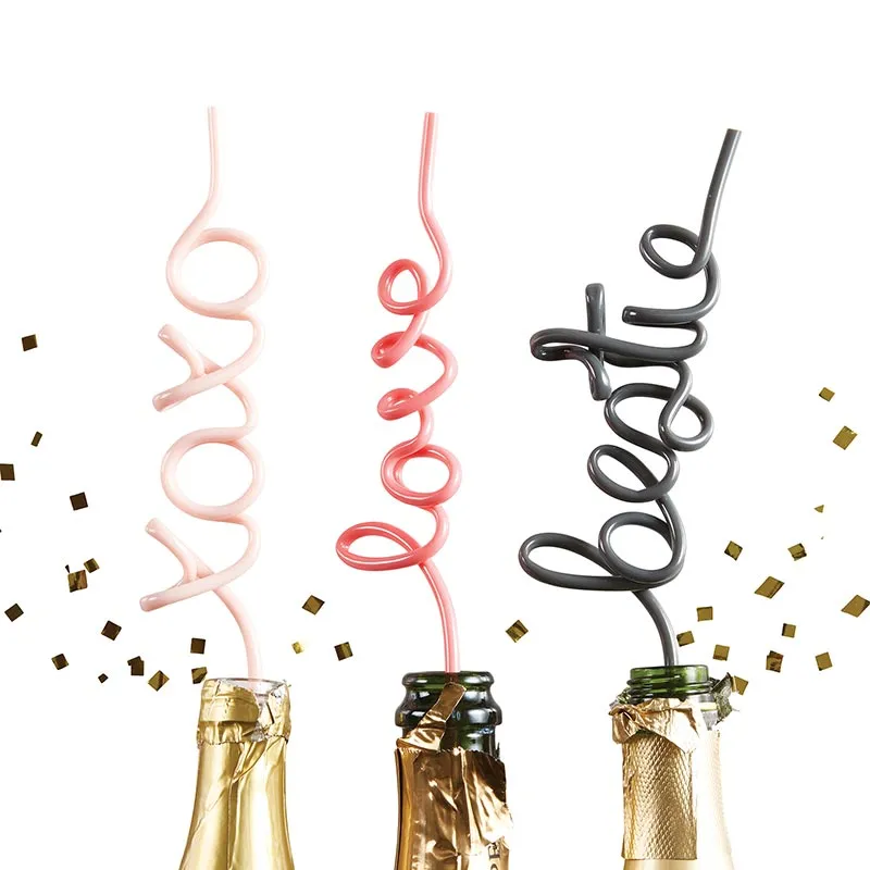 Black Bestie Plastic Word Straw 1ct