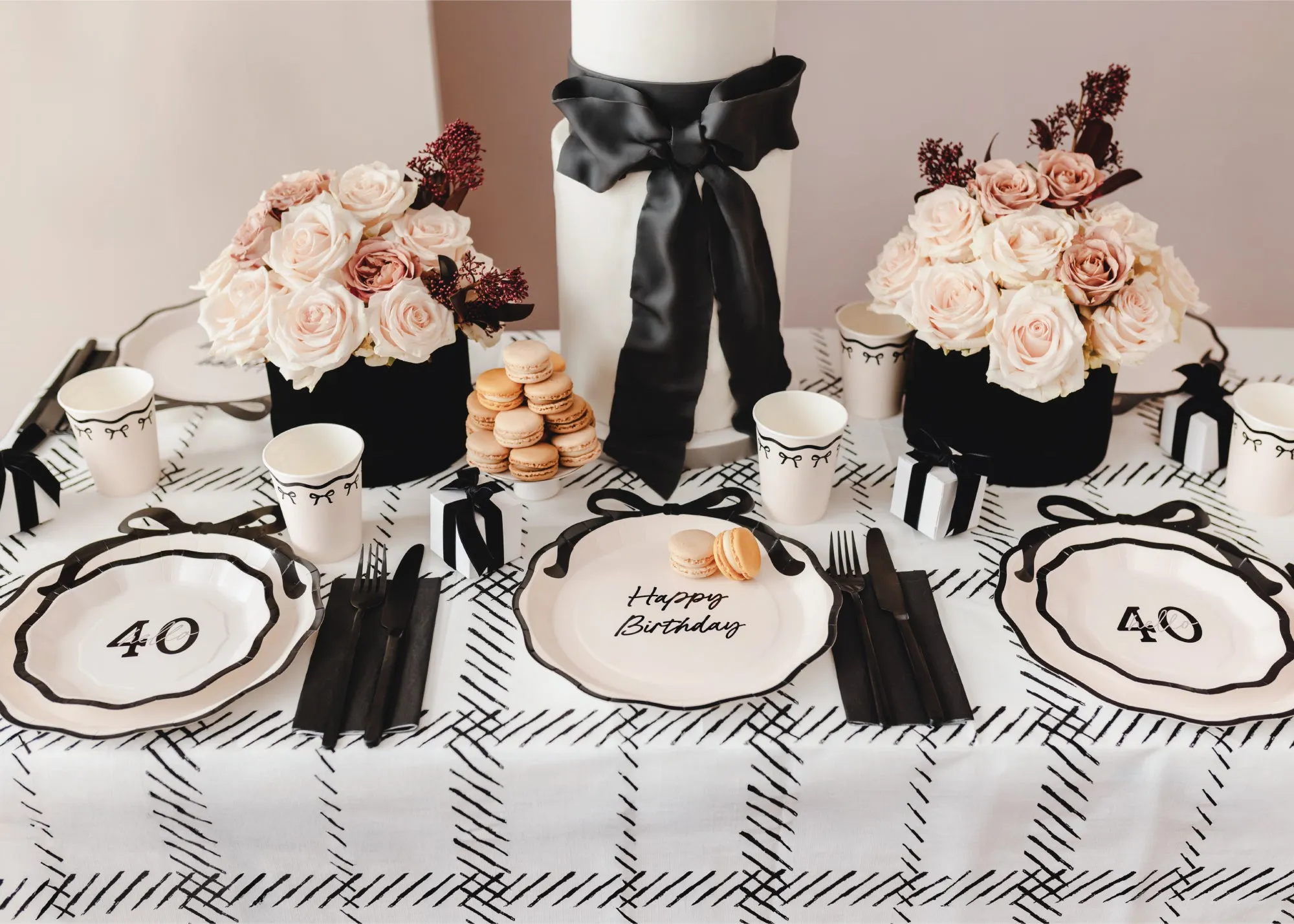 Black Bow Paper Table Cover