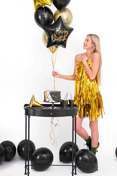 Black Happy Birthday Star Balloon 15.5in