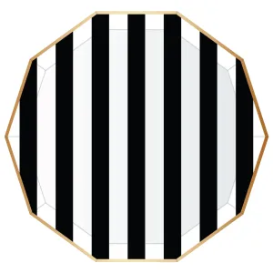 Black Noir Cabana Striped Dinner Plates 8ct