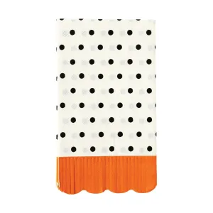 Black Polka Dot & Orange Fringe Paper Guest Towels 24ct