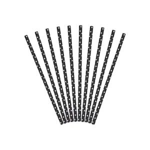 Black Polka Dot Paper Straws 10ct
