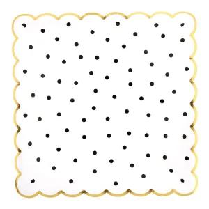 Black Polka Dot Square Scalloped Lunch Plates 8ct