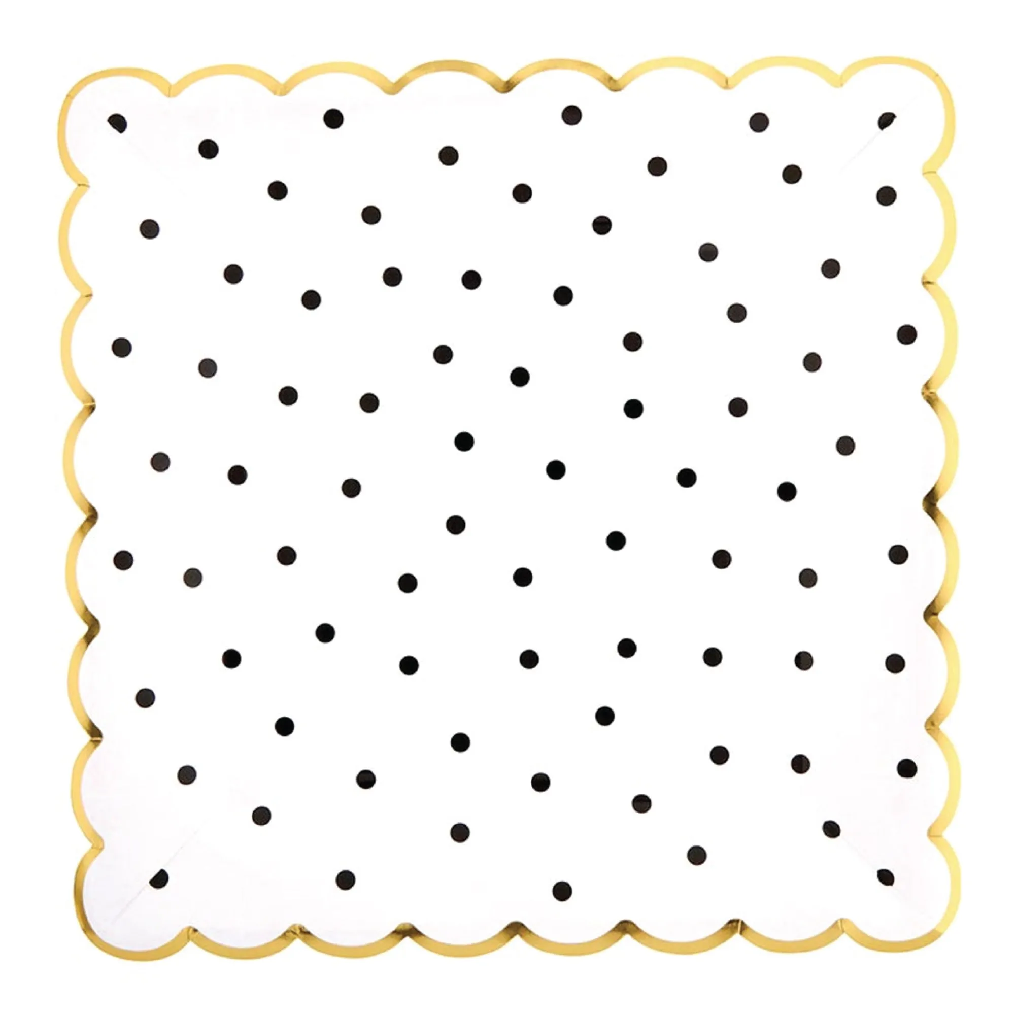 Black Polka Dot Square Scalloped Lunch Plates 8ct