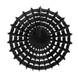 Black Spiderweb Paper Tissue Fan 27in