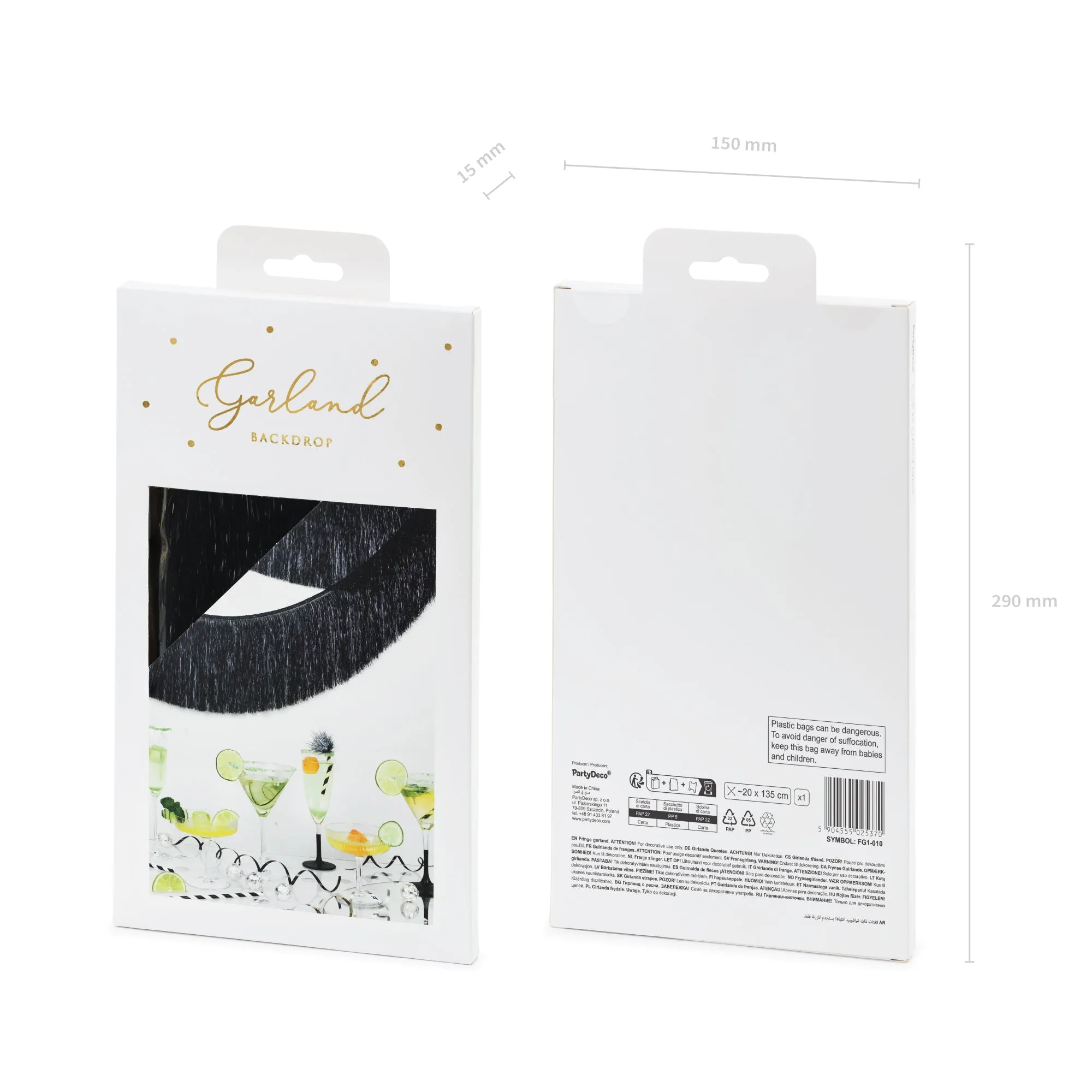 Black Tinsel Fringe Garland 4.5ft