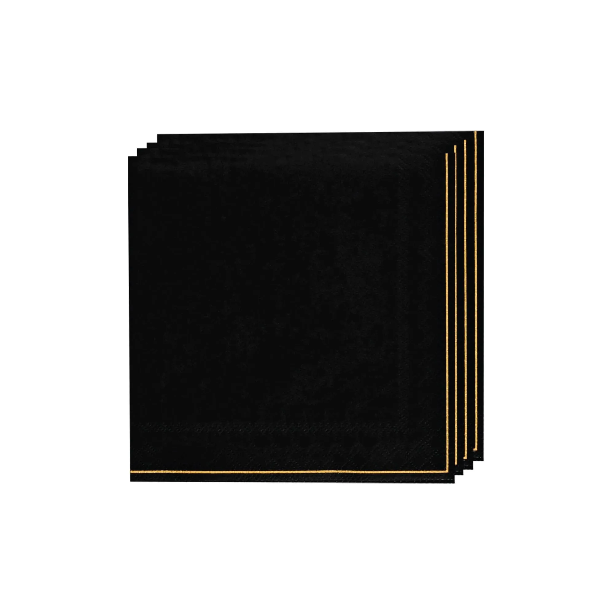 Black with Gold Stripe Dessert Napkins 20ct