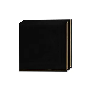Black with Gold Stripe Dessert Napkins 20ct