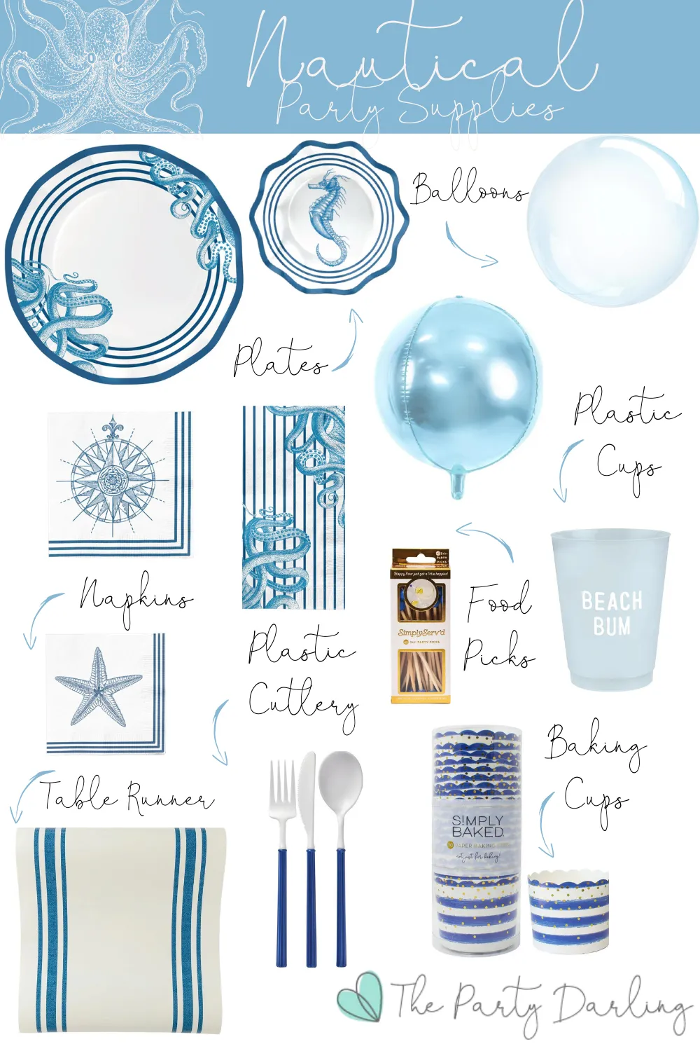 Blue & Cream Striped Paper Table Runner