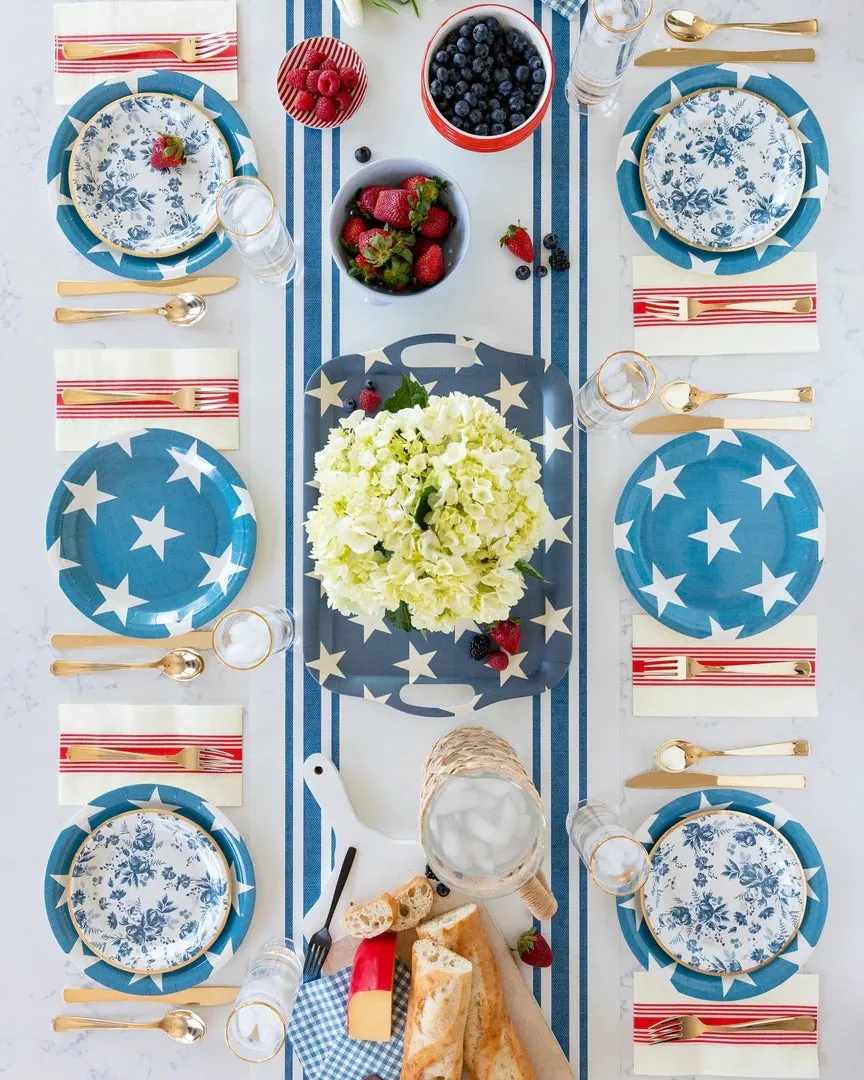 Blue & Cream Striped Paper Table Runner