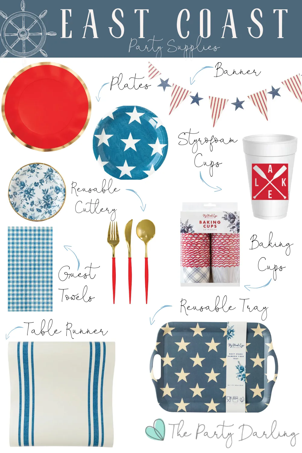 Blue & Cream Striped Paper Table Runner