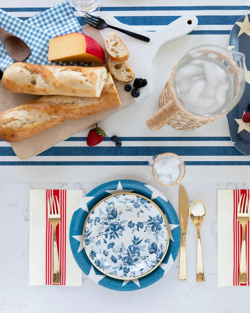 Blue & Cream Striped Paper Table Runner