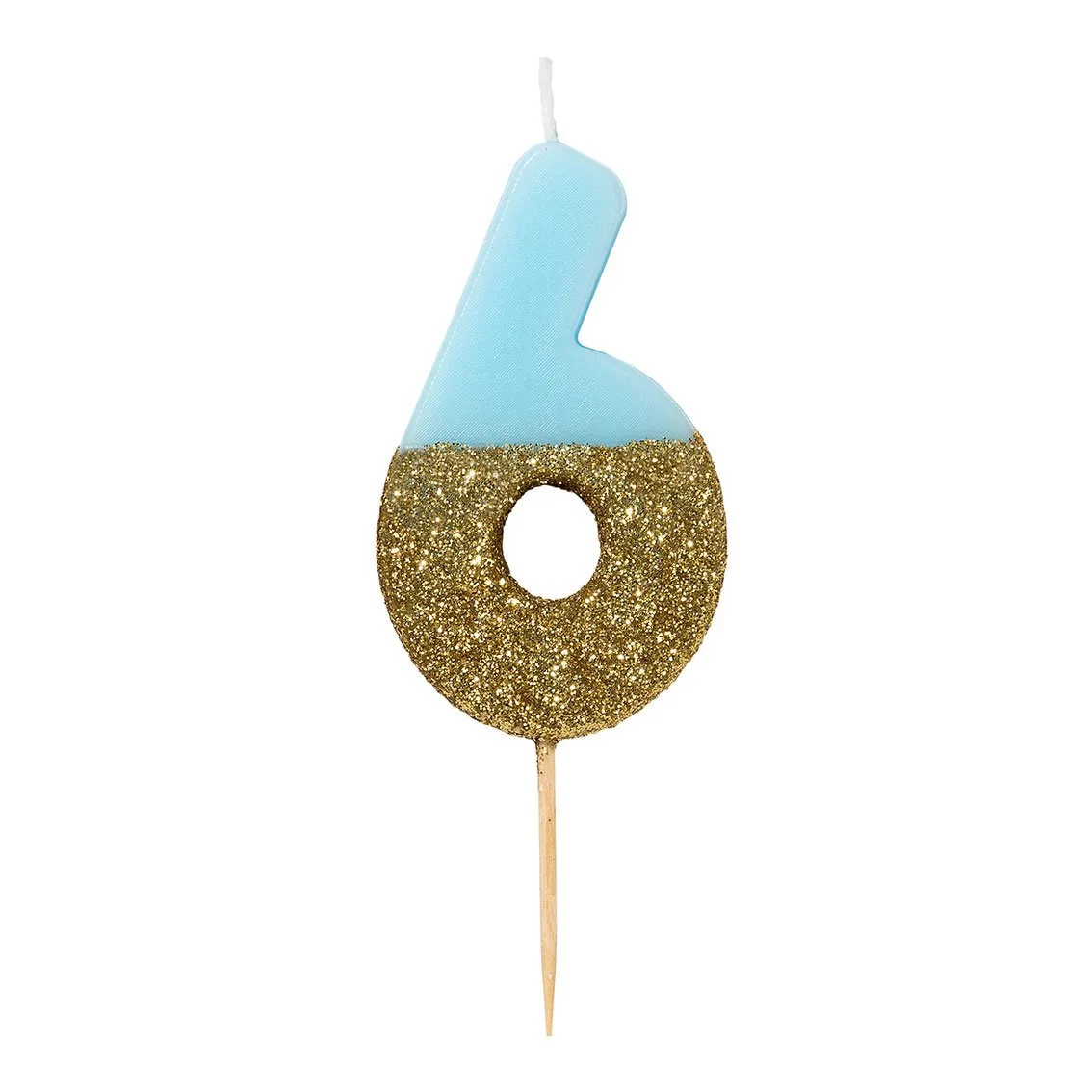 Blue and Gold Glitter Dipped Number Birthday Candle