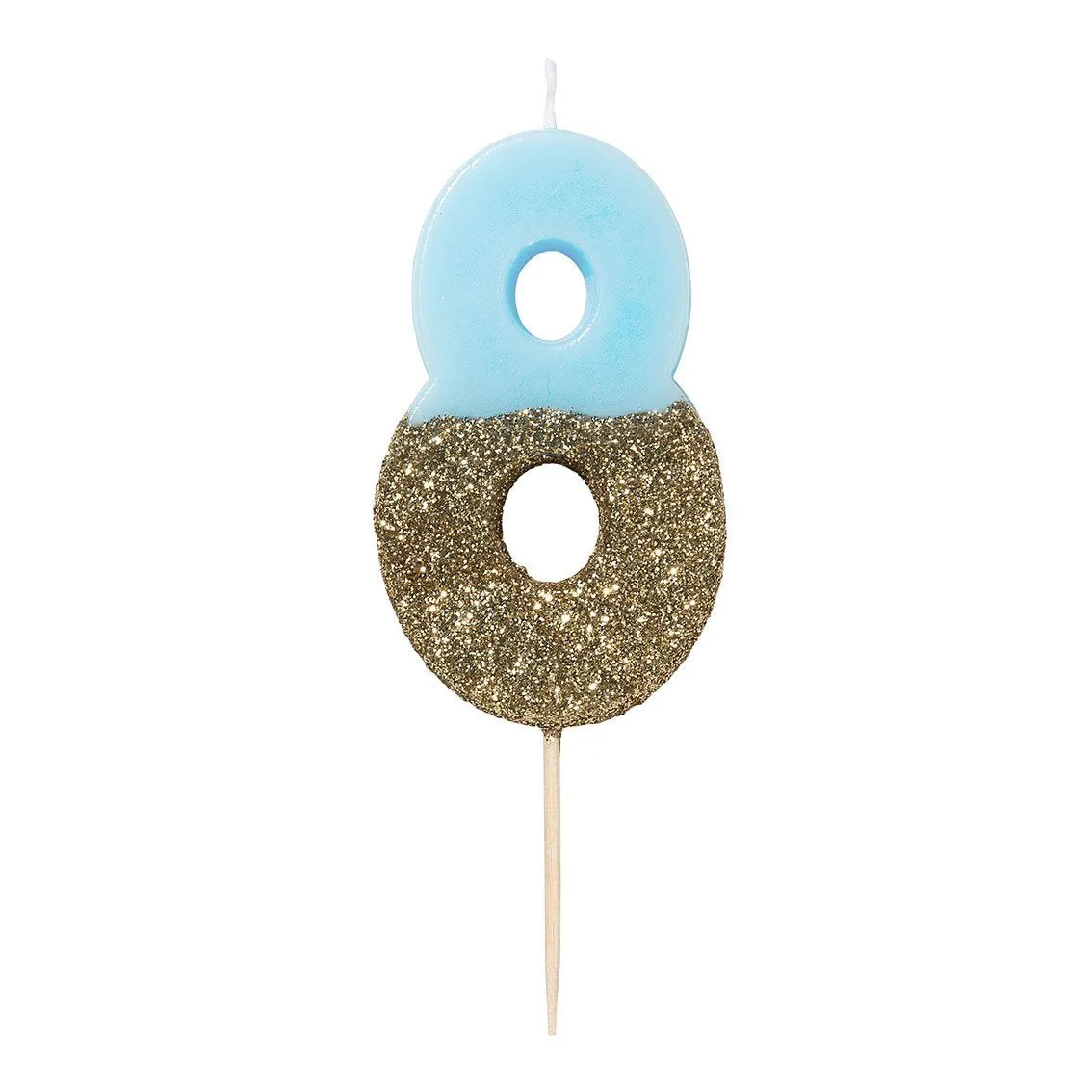 Blue and Gold Glitter Dipped Number Birthday Candle