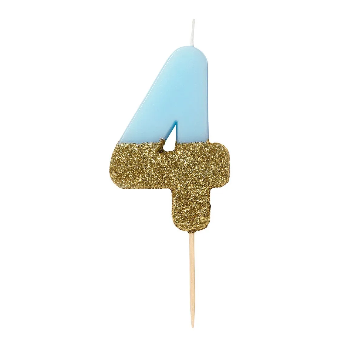 Blue and Gold Glitter Dipped Number Birthday Candle