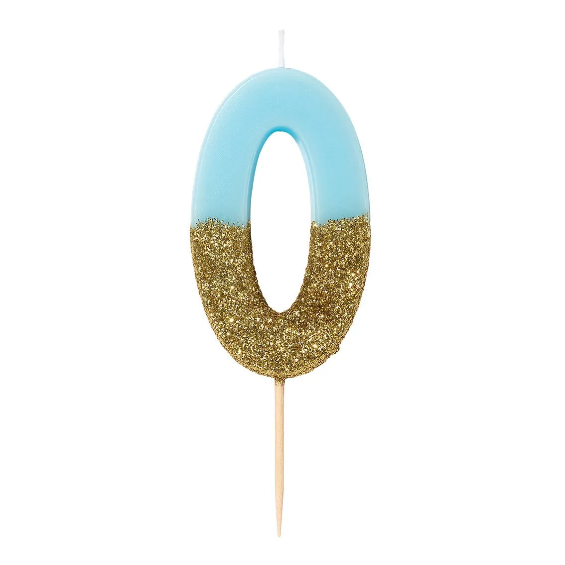 Blue and Gold Glitter Dipped Number Birthday Candle