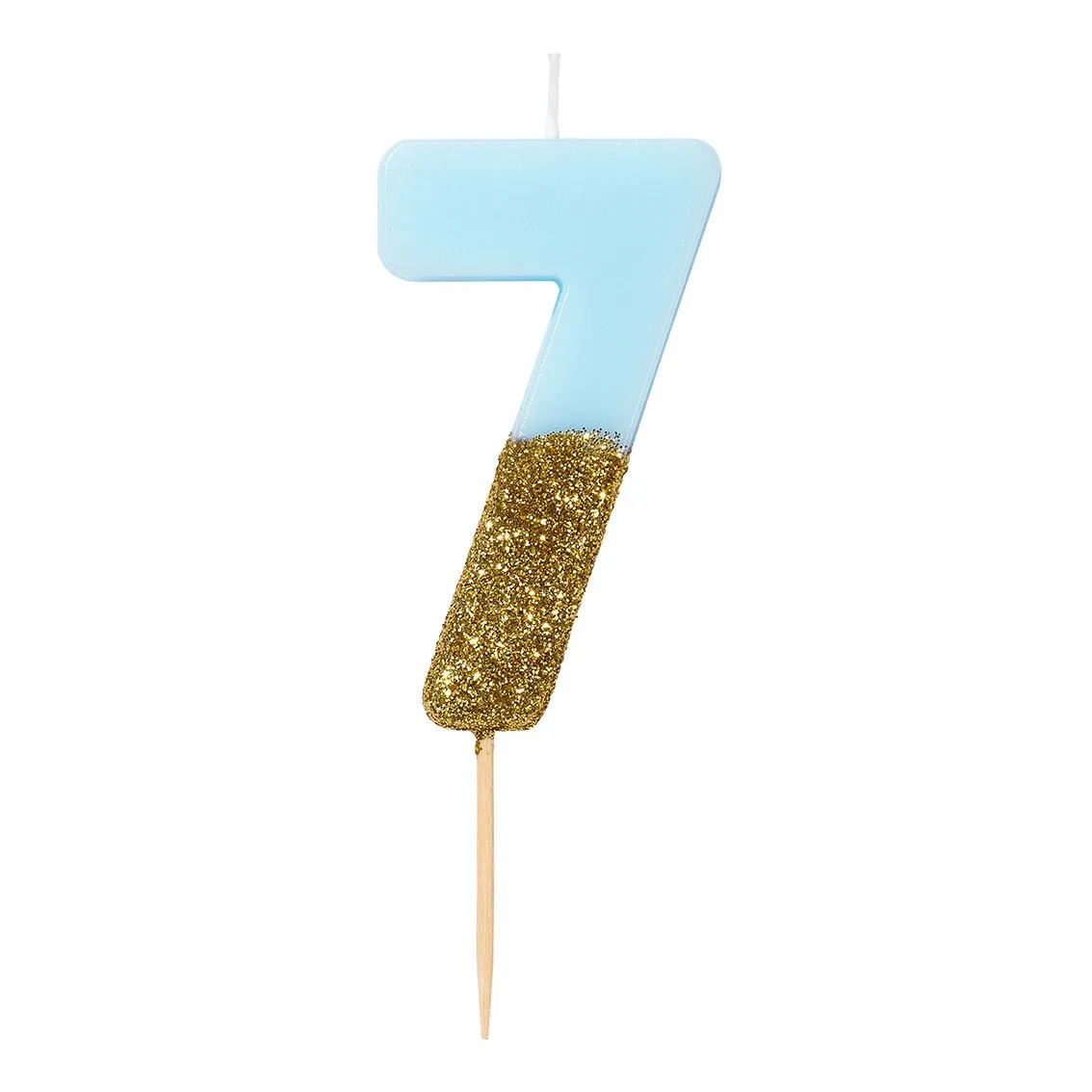 Blue and Gold Glitter Dipped Number Birthday Candle