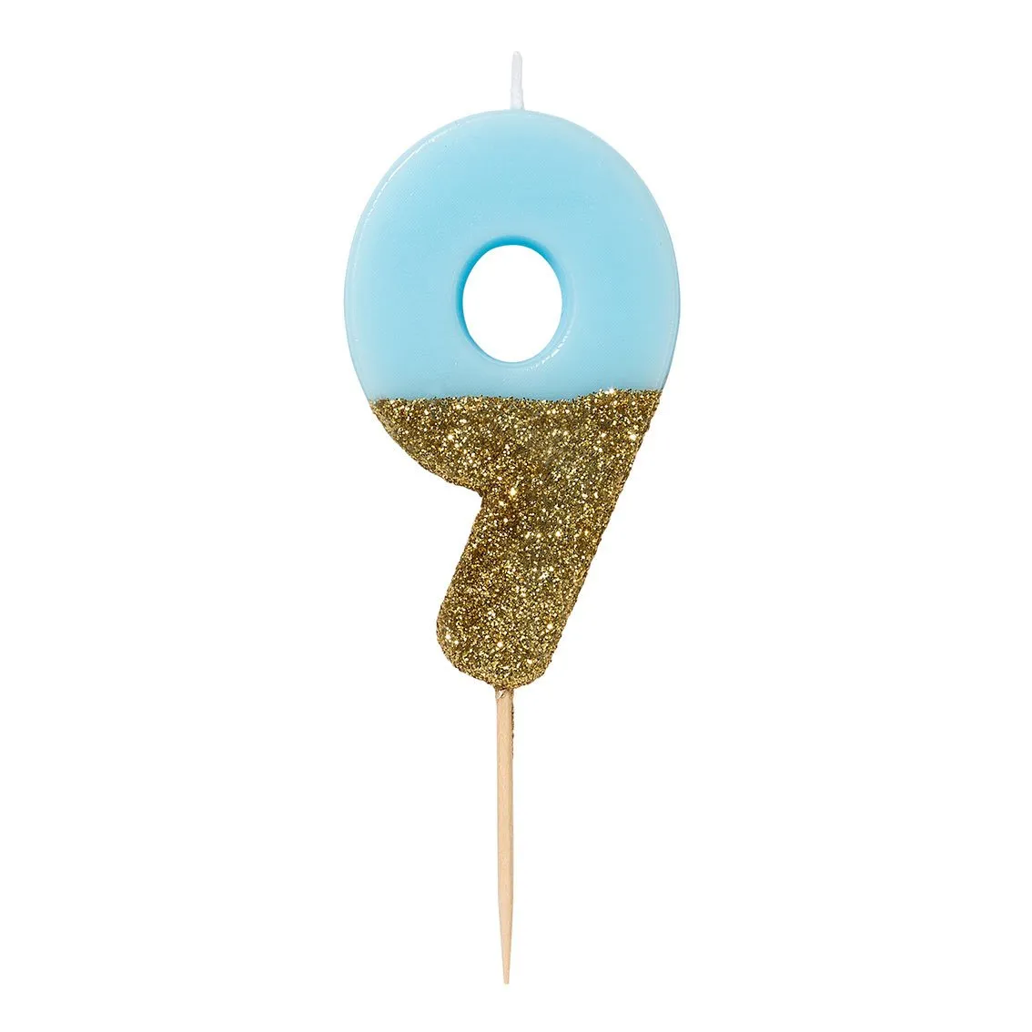 Blue and Gold Glitter Dipped Number Birthday Candle