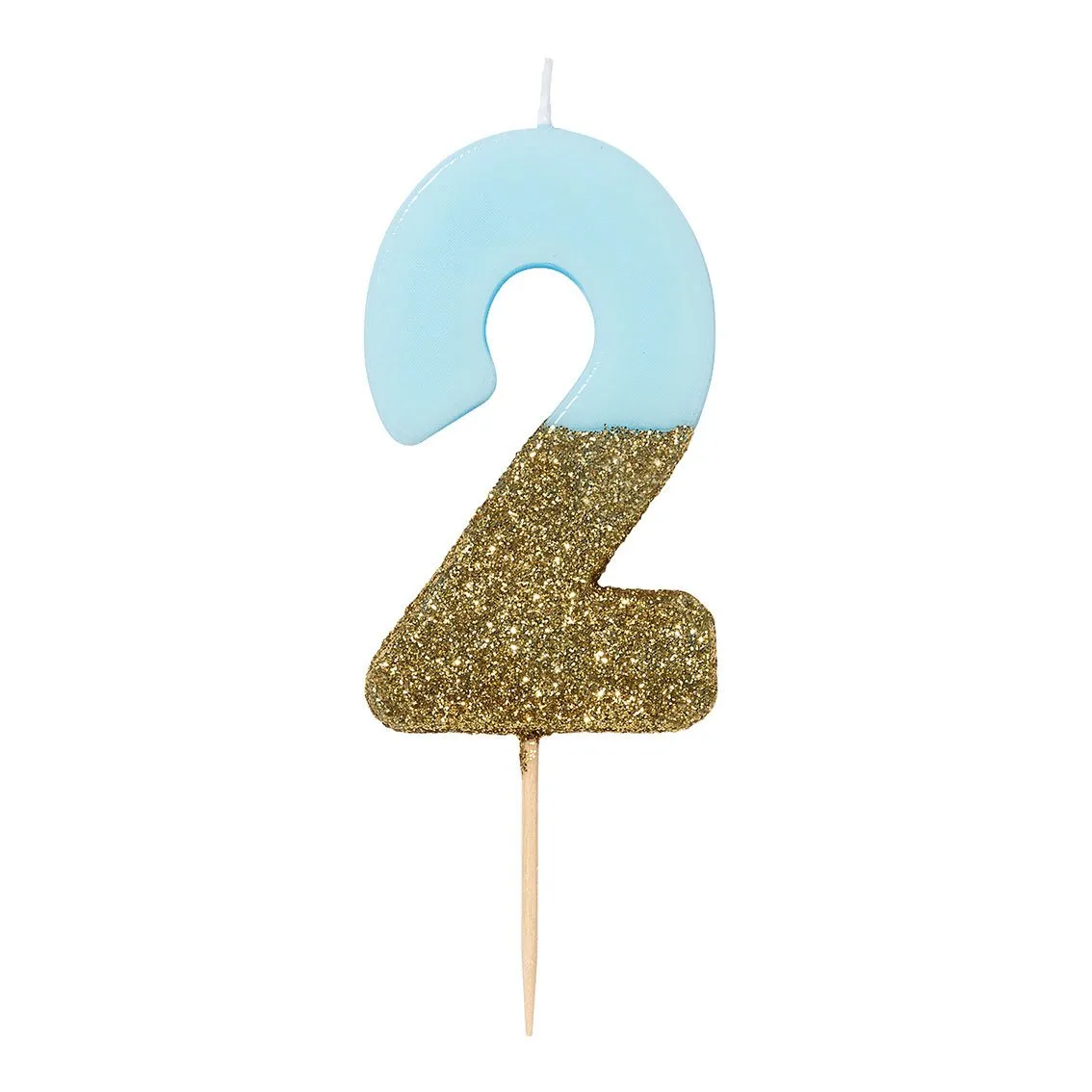 Blue and Gold Glitter Dipped Number Birthday Candle