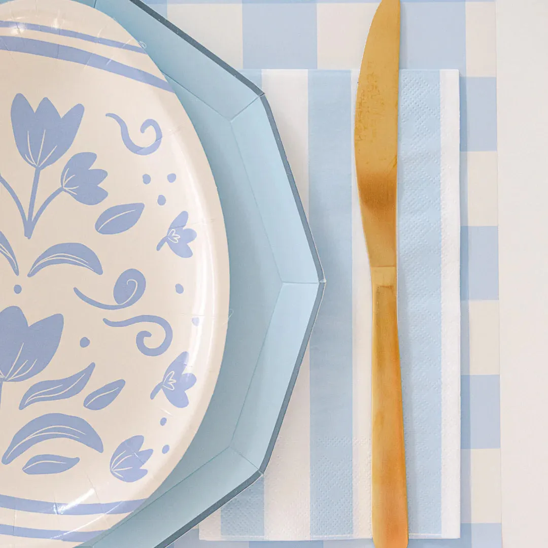 Blue Floral Easter Egg Dessert Plates 8ct